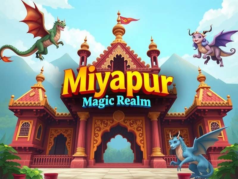 Miyapur Magic Realm game banner showing mythical creatures and Indian architecture